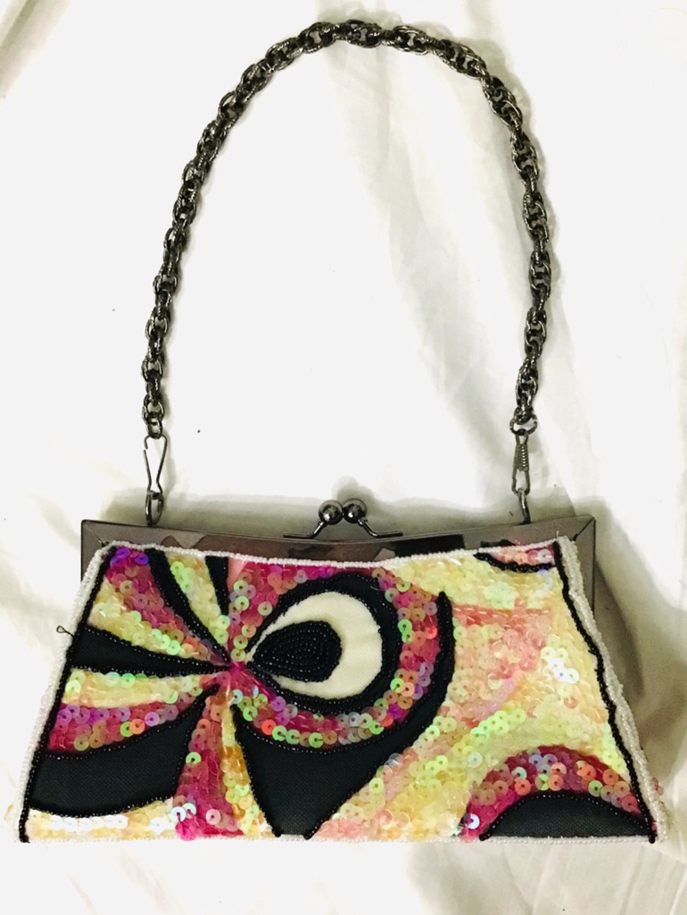 VINTAGE Max Mayer Sequin Beaded Chain Strap Shoulder Bag - Picture 7 of 8